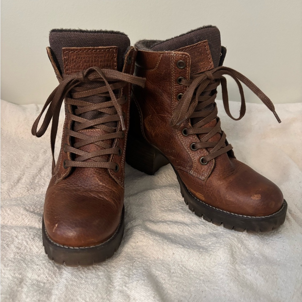 Heeled Lug Sole Combat Boots